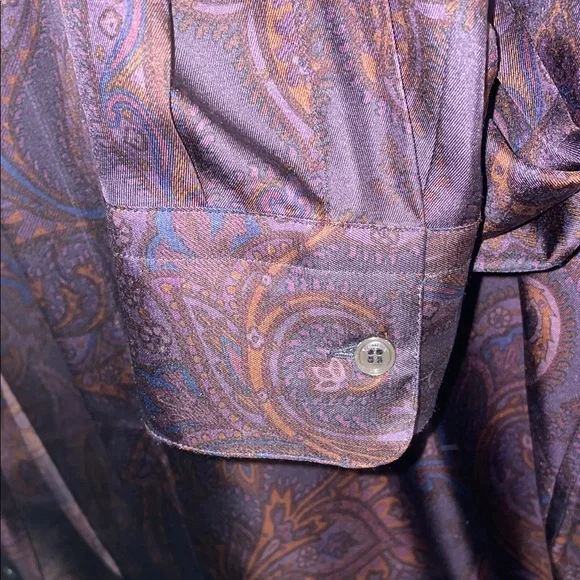 Salvatore Ferragamo Purple Paisley Dress Shirt - Picture 4 of 14